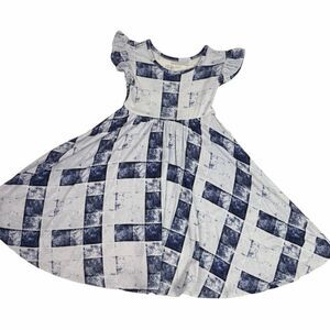 Posh Peanut 5T Bamboo Twirl Dress Blue